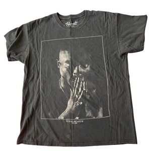 Vintage Bravado Tupac Shakur T-Shirt Mens Black Faded Rap Tee Small Hole